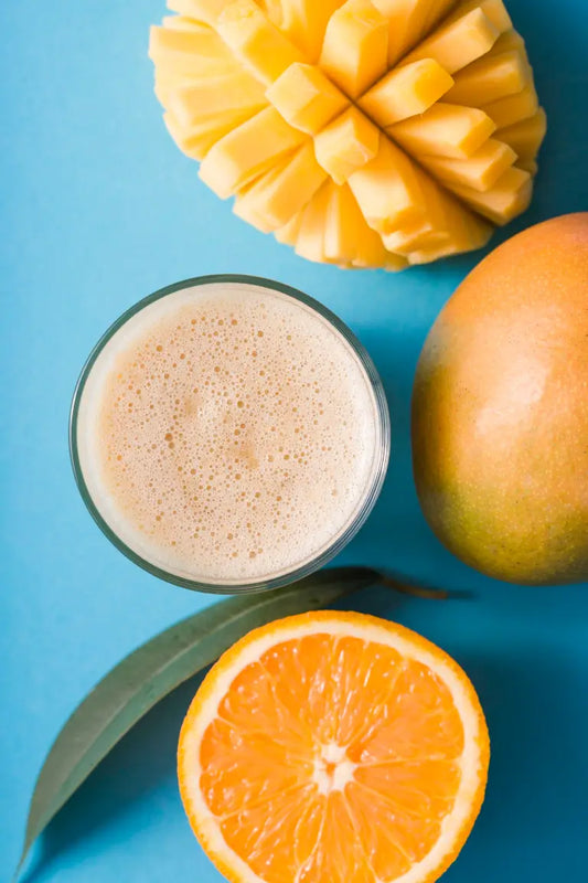 Double Mango Smoothies with Ginger and Vanilla, made with our Alphonso Mango pulp.