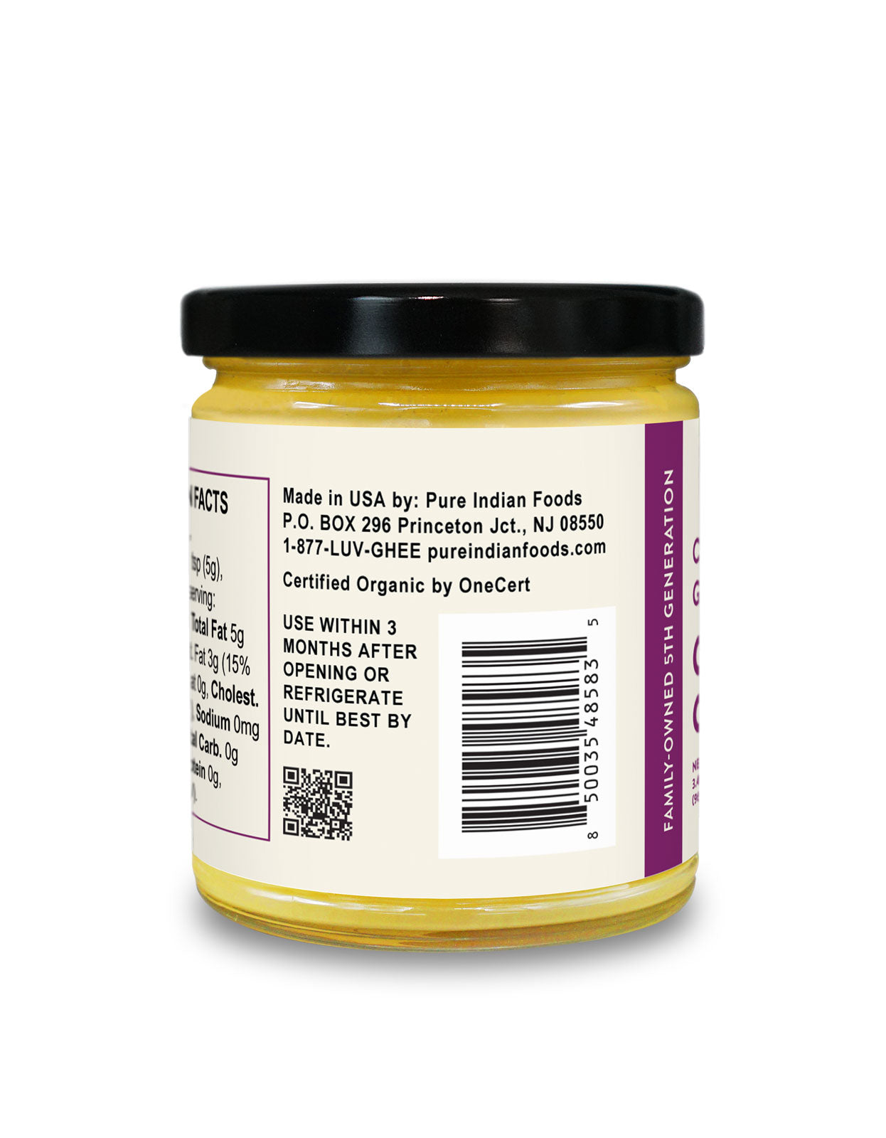 barcode on a jar of chai spice ghee