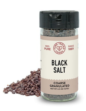 4.5 oz jar of Pure Indian Foods Black Salt.