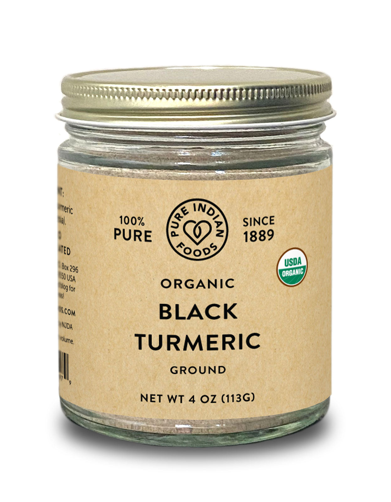 1 large glass jar of Pure Indian Foods Organic Black Turmeric Powder