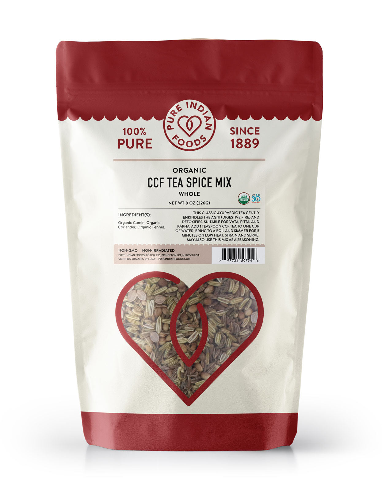 CCF Tea Spice Mix (Coriander, Cumin, Fennel), Certified Organic - 8 oz