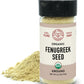 Organic Fenugreek powder from Pure Indian Foods, in a glass, 2.5 oz jar
