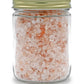 What a jar of our course granulated pure pink salt looks like without the label.