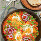Gorgeous shakshuka made with our Mango hot sauce as the secret ingredient.