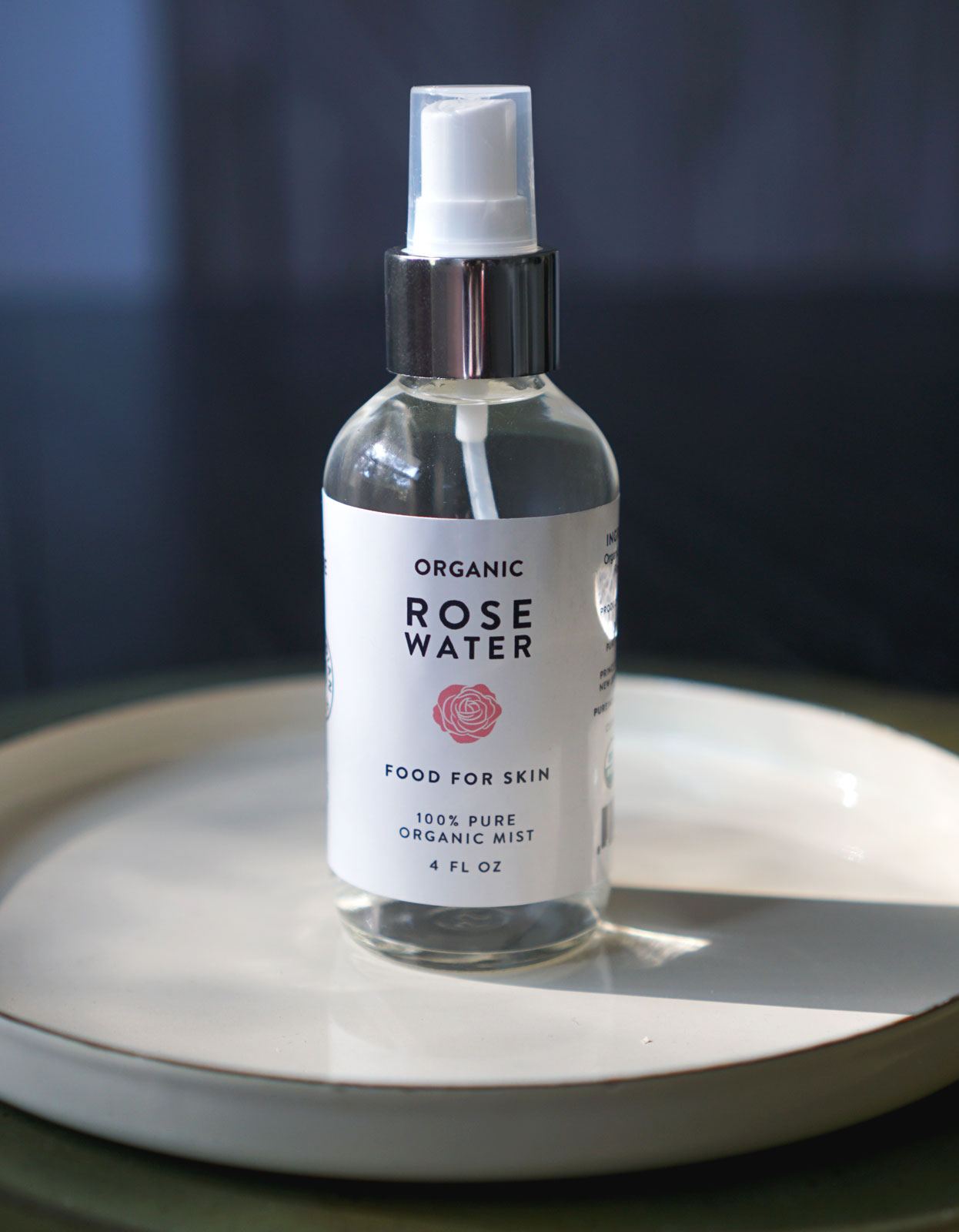Rose Water (Cosmetic), Certified Organic - 4 oz