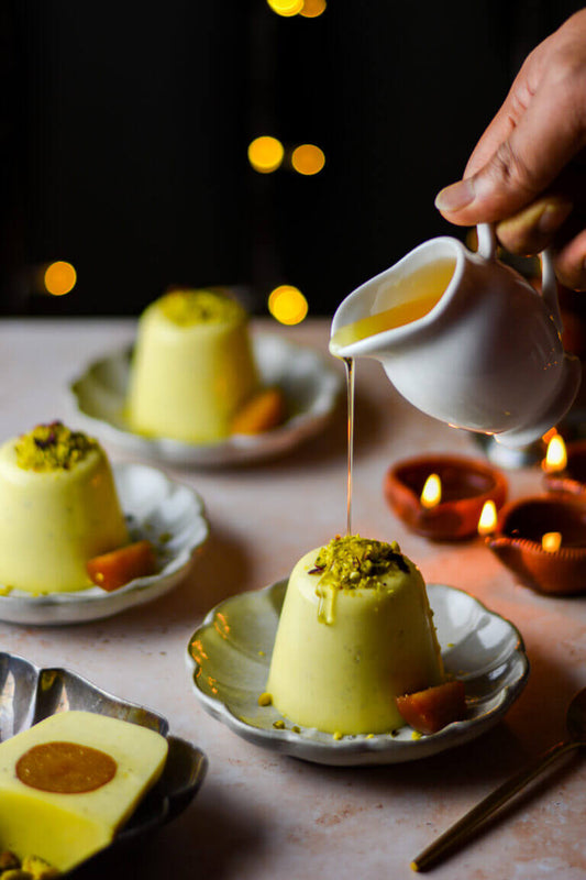 Saffron & Cardamom Panna Cotta with Gulab Jamun