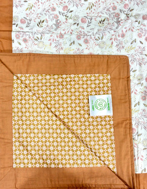 Handmade 100% Cotton Printed Blanket, Gold & Terracotta (88"x96")