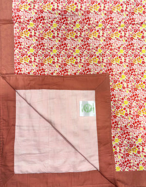 Handmade 100% Cotton Printed Blanket, Red Floral (88"x96")