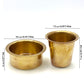 Two brass devara coffee tumbler cups with dimensions indicated on a white background