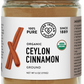 Large, 6 oz glass jar of Pure Indian Foods Organic Ceylon Cinnamon powder, freshly ground.