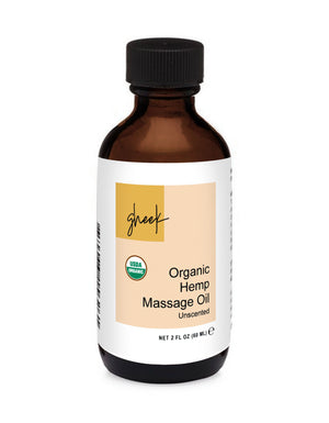 a 2 FL oz bottle of ghee organic hemp massage oil