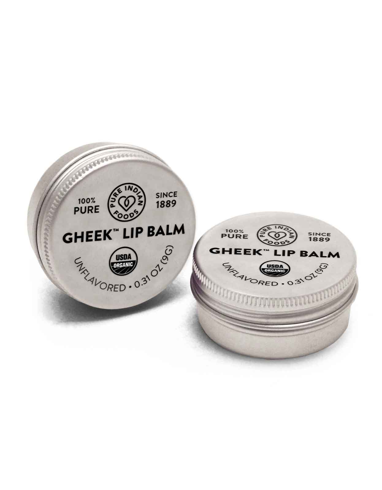 2 tins of ghee lip balm. Made with grass-fed ghee from Pure Indian Foods.
