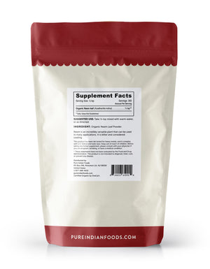 Supplement Facts for Pure Indian Foods organic neem powder.