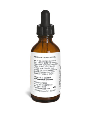 back label of organic Neem oil dropper bottle