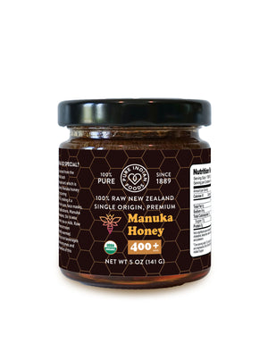 5 oz jar of raw organic Manuka Honey from New zealand with 400+ MGO