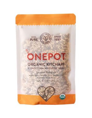 a packaged bag of OnePot Meal Kit Organic Kitchari variety number 3  with sprouted grains