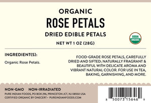 Dried Edible Rose Petals, Certified Organic - 1 oz