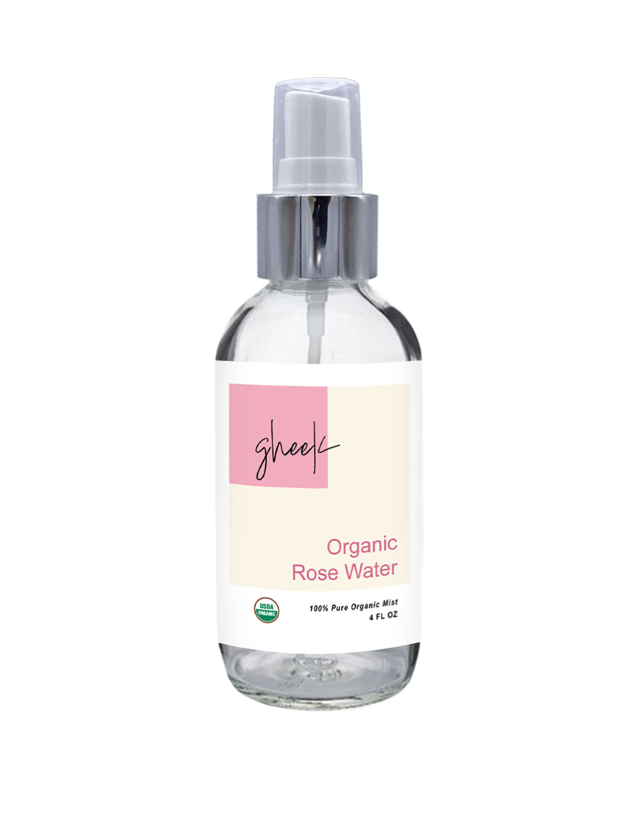 GHEEK™ Rose Water (Cosmetic), Certified Organic - 4 oz