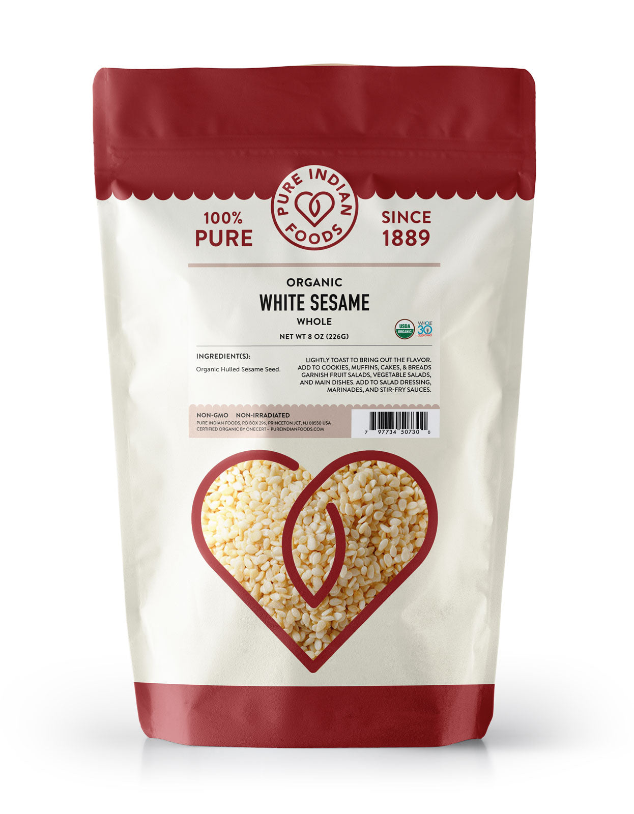 Sesame Seeds White, Certified Organic - 8 oz