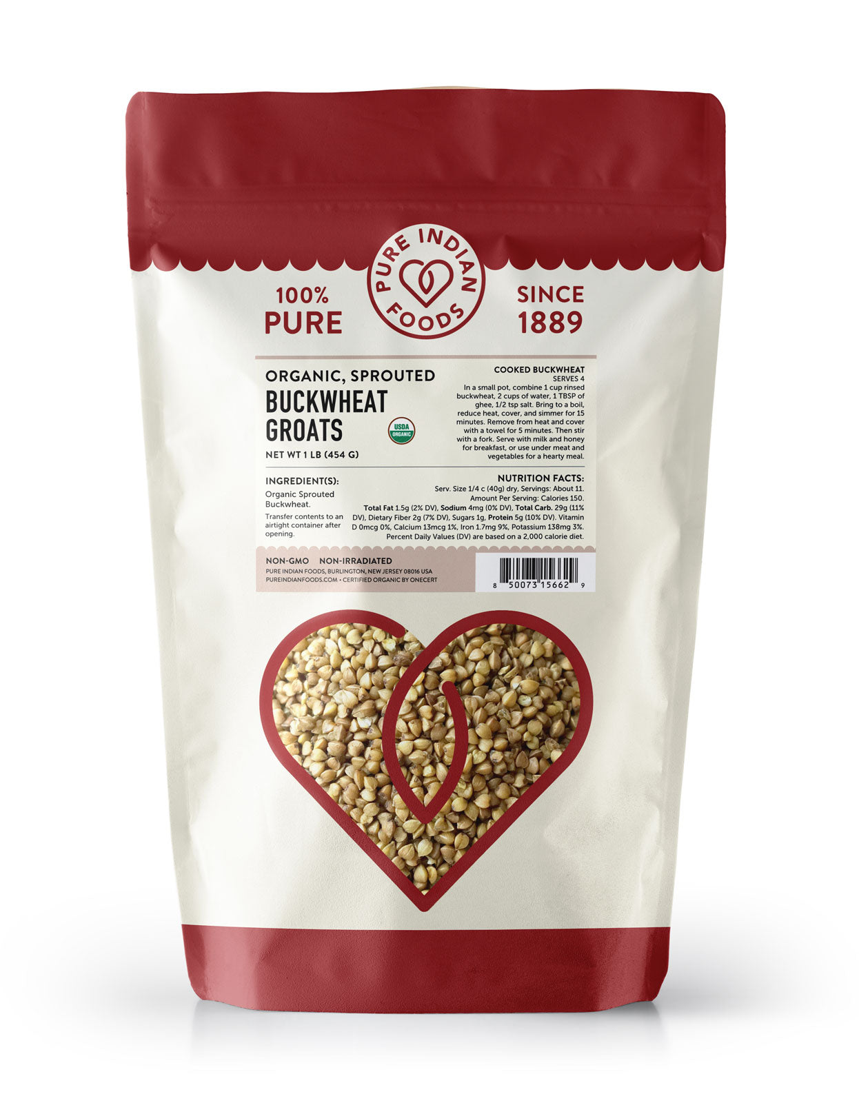 Sprouted Buckwheat Groats, Certified Organic