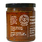 Side label with reviews on a jar of tomato chutney