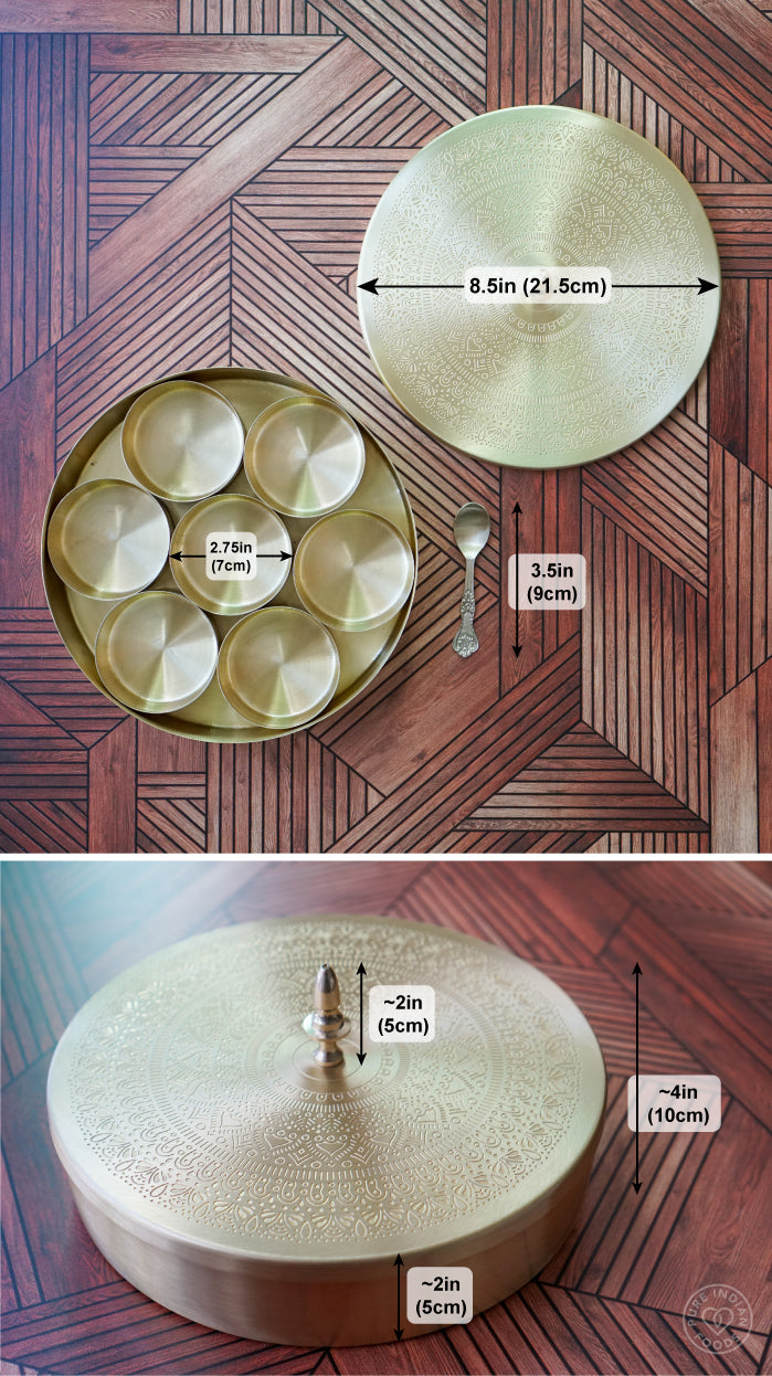 Dimensions of the Gold Mandala Indian Spice Box