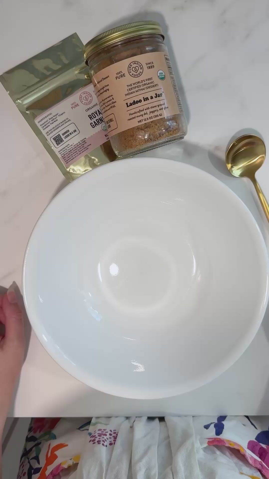Video showing how to roll Ladoos using our Organic Ladoo in a Jar and Royal Garnish Blend