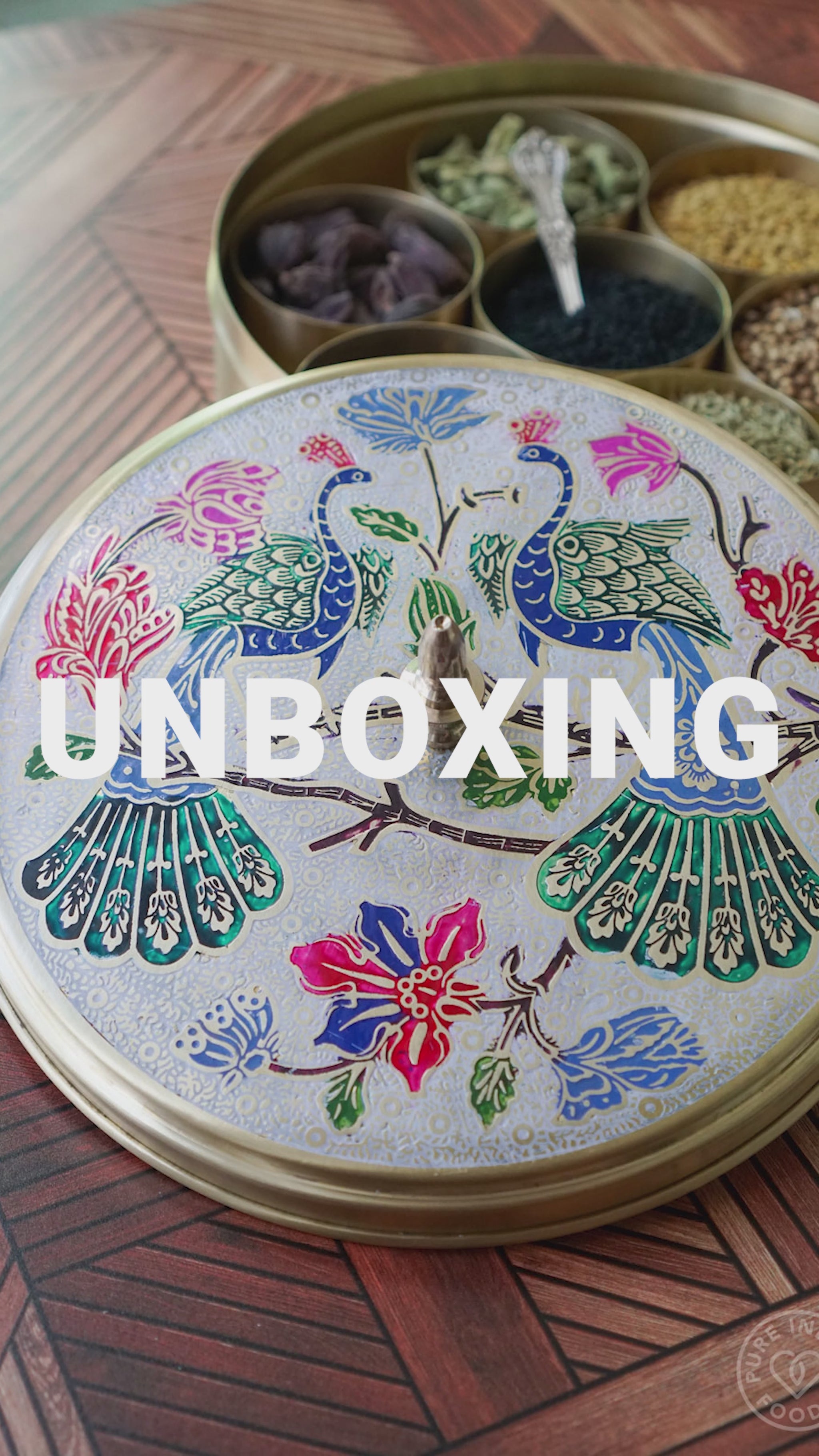 Unboxing video for the brass, handmade masala dabba.