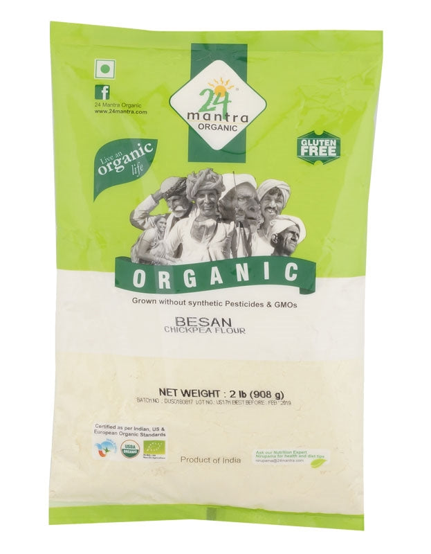 Besan Flour / Gram Flour / Chickpea Flour 2 lbs, Certified Organic