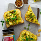Photo of curried egg salad on toast, made with a couple of spoonfuls of our Indian simmer sauce.