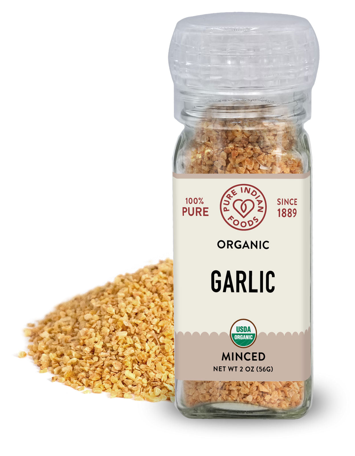 Garlic Minced, Certified Organic in Grinder Top Bottle - 2 oz