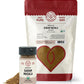 Pure Indian Foods Organic Garam Masala Powder in both an 8oz bag and a 2.4oz glass bottle.