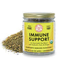 A jar of Immune Support Tea from Pure Indian Foods, an ayurvedic tea blend with gudichi, tulsi, and ginger.