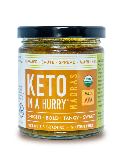 Keto In A Hurry (Madras) 8.5 oz, Certified Ketogenic Organic Curry Sauce (No Added Sugar)