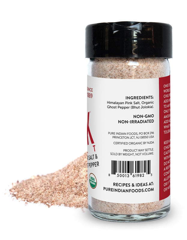 KICK Salt - Himalayan Pink Salt & Smoked Ghost Pepper, Certified Organic - 4.5 oz