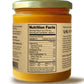 jar of alphonso mango puree containing 100% pure organic mango pulp with side of label displaying the nutrition facts