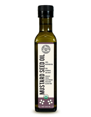 1 bottle of Pure Indian Foods Organic Mustard Seed Oil. Pure mustard oil that's cold-pressed, non-gmo, and gluten-free.