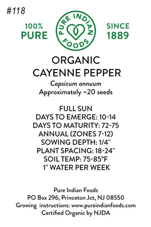 Organic Cayenne Pepper Seeds (Long Red Narrow)