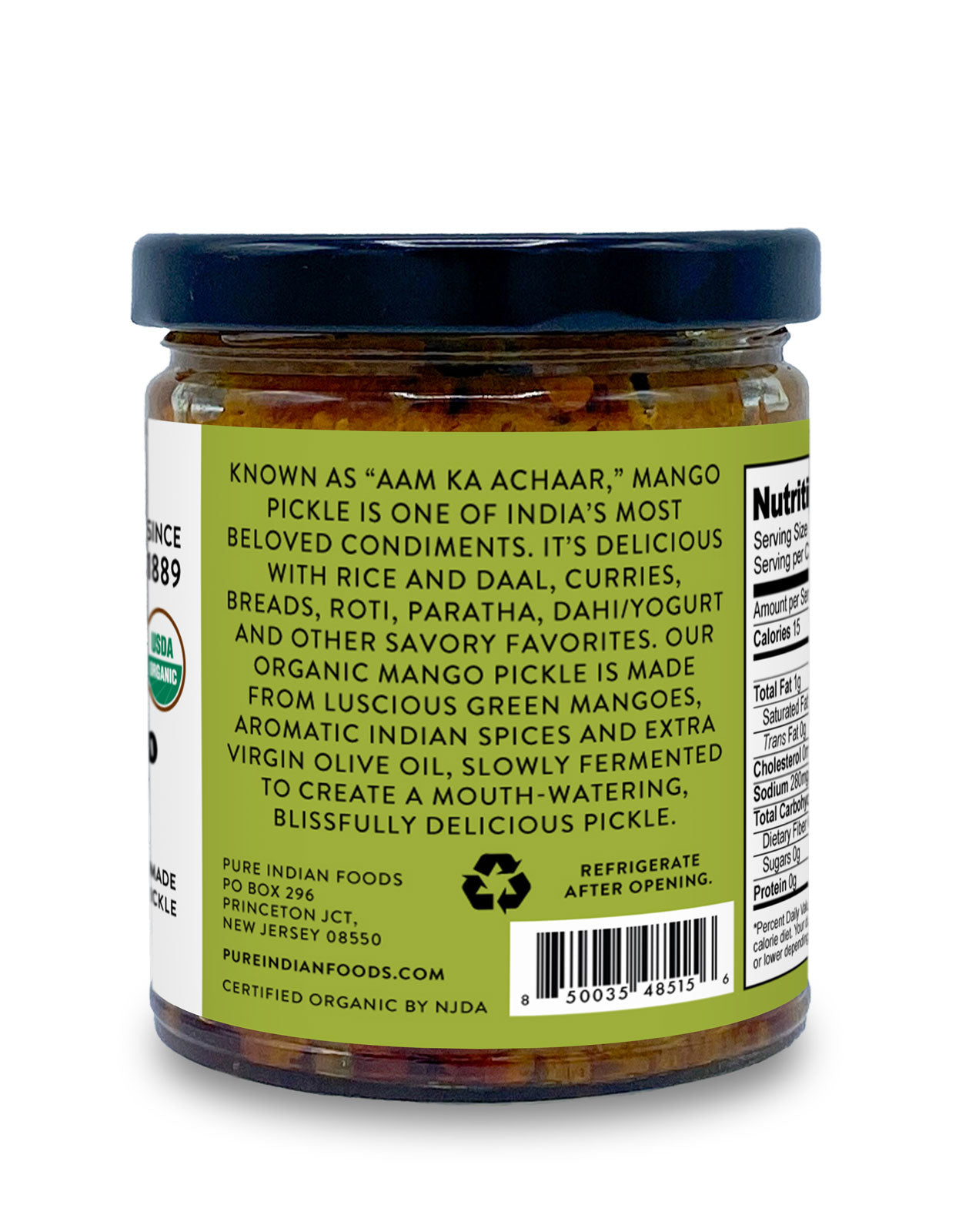 Indian Raw Mango Pickle LIMITED EDITION, Certified Organic - 9 oz