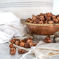 Bowl of organic soapberries, deseeded, and ready for use in laundry and home made cleaners.