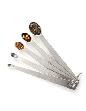 Mini Stainless Steel Measuring Spoons Set, with 5 Spoons (Tad, Dash, Pinch, Smidgen, Drop)