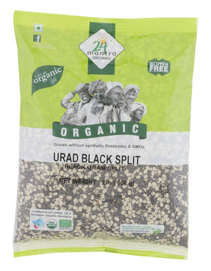 Urad Daal Black, Split, With Shell, Certified Organic - 2 lbs
