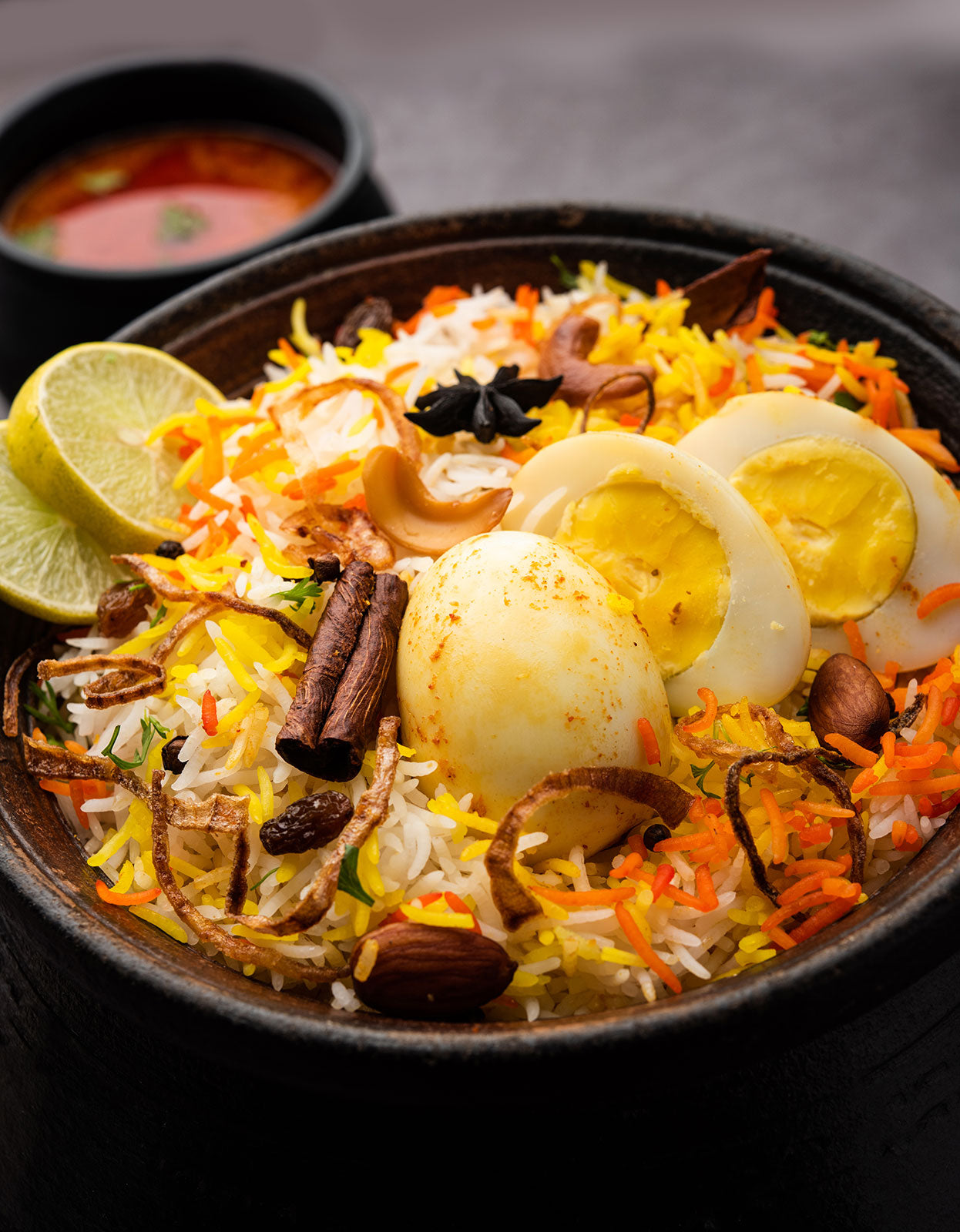 Bowl of biryani made with aged basmati rice. So delicious!